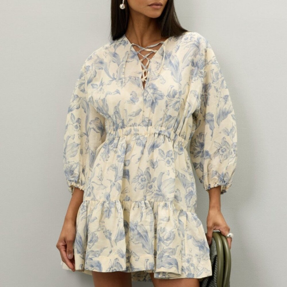 SANDRO Josella Blue Floral Dress Size 34